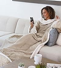 Cozy Sleeve Design for Hands-Free Comfort, Perfect for Reading, TV Time & Relaxing, Christmas & Birthday Gift Catalonia Wearable Blanket with Sleeves for Women & Men, Fleece Wrap Throw B075M2FQYV