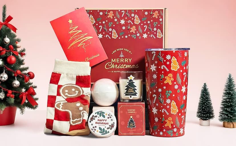 Unique Women's Christmas Gifts: Teacher, Coworker, Sister, Best Friend, Mom, Wife - Gift Baskets & Secret Santa Box Set - Includes Christmas Tumbler