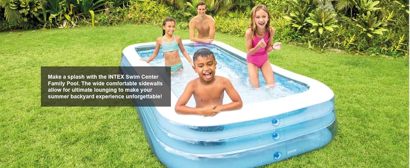 INTEX 58484EP Swim Center Inflatable Family Pool: 277 Gallon Capacity – 120" x 72" x 22" – Blue