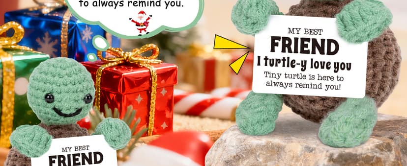 Mini Funny Turtle Best Friend Friendship Gifts for Women Men, Birthday Gifts for Friends Female Male Girls, I Love You Small Cute Stuff Things, Handmade Emotional Positive Crochet Turtle