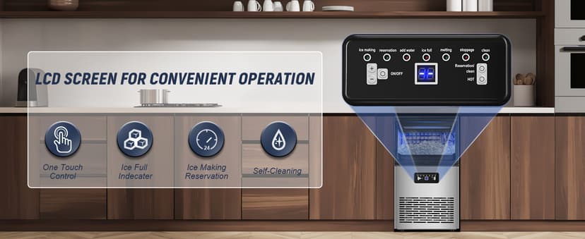 SOZT® Under Counter Ice Maker Machine, 100LBS/24H Stainless Steel Commercial Ice Machine, 20LBS Storage Capacity, Self-Cleaning Freestanding Ice Cube Maker for Home, Bar, Restaurant, Office