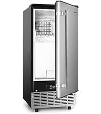 EUHOMY 15" W Commercial Under Counter Ice Maker Machine, 90 Lb/Day Auto-Cleaning & 24H Timer, Gravity Drainage,Stainless Steel Built-in Freestanding Ice Maker, 24 Lb Bin, Ideal for Commercial & Home