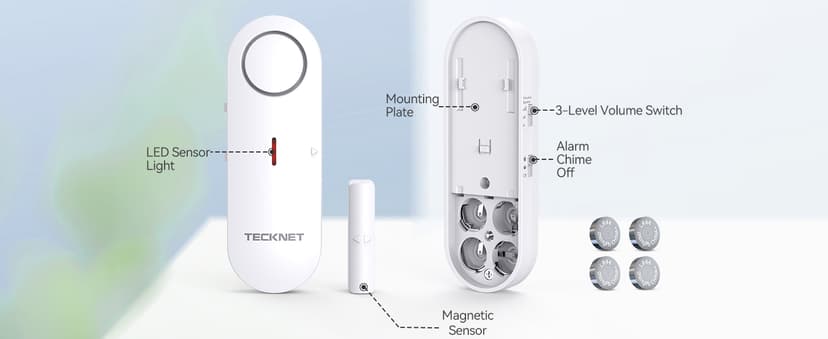 TECKNET Door Alarms for Kids Safety, Window Alarm Pool Alarms Door Alarm for Home Security, 2-in-1 Alarm & Chime, 3-Level Volume Control, Wireless Alarm for House Hotel Cars Sheds Caravans (3 Pack)