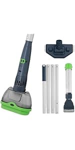 3 in 1 Rechargeable Pool & Spa Hot Tub Vacuum Cleaner - Dual Mode & Magnetic Drive System, 25µm Ultra Fine Mesh Filters for Hot Tub, Small Above Ground Pools - 90 Mins, Oil Absorbers, Poles