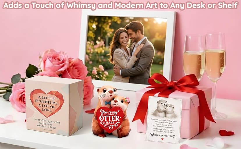 Anniversary Birthday Gifts for Women Men I Love You Wedding Romantic Gift for Wife Husband Couples,Hand-Painted Sculpture Gifts for Women Her Girlfriend Wife Husband BF Men Him Otter Figurines B0GDCT2WCC