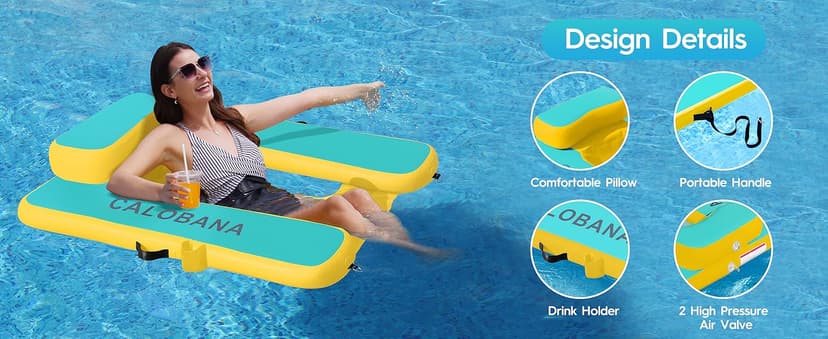 CALOBANA Inflatable Floating Chair, Heavy Duty Pool Floats Adult Lounger, Portable Water Float Chair for Swimming Pool, Lake and Beach