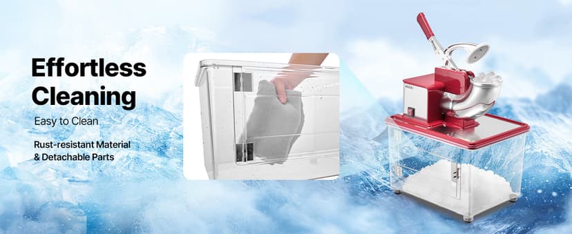 VEVOR Commercial Ice Crusher 661LBS/H, 350W Electric Snow Cone Machine with 4 Blades, 2000RPM Stainless Steel Shaved Ice Machine with 11 Gal Crushed-Ice Box, for Family Restaurants Bars, Red