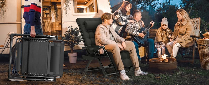 ZENPETIO Oversized Zero Gravity Chair, 33In XXL Zero Gravity Recliner Lounge Chair, Anti Gravity Chair for Indoor and Outdoor, Reclining Camping Chair for Lawn and Patio w/Cushion and Footrest, 500LBS
