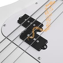 GLARRY Full Size Electric Bass Guitar Beginner Kit 4 String Exquisite Basswood Bass with 20W AMP, Cable, Strap, Bag and Accessories (White, 39"Right Handed)