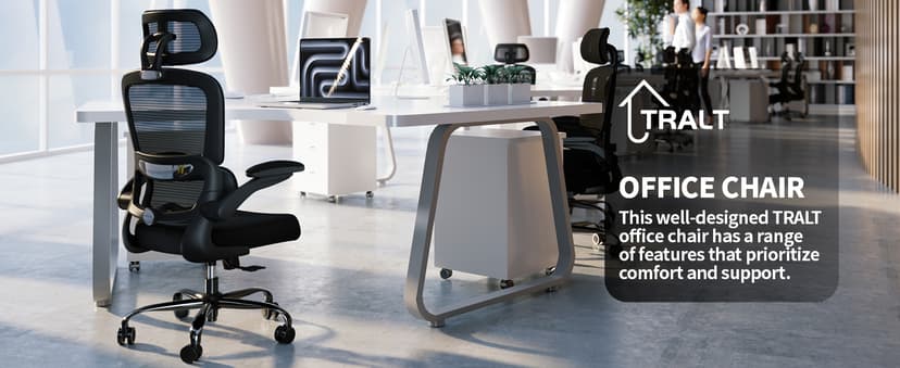 TRALT Office Chair Ergonomic Desk Chair, 330 LBS Home Mesh Office Desk Chairs with Wheels, Comfortable Gaming Chairs (Black)