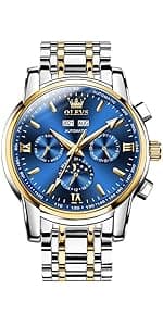 OLEVS Men Automatic Watch Skeleton 5 Hands Mechanical Classic Luxury Multi Calendar Stainless Steel Waterproof Wrist Watch for Men