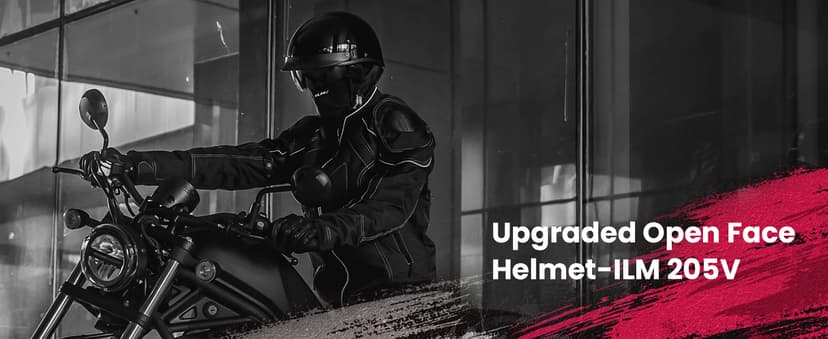 ILM Half Helmet Motorcycle Open Face Sun Visor Quick Release Buckle DOT Approved Cycling Motocross Suits Men Women Model-205V (S, Matt Black)