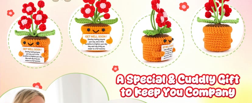 Get Well Gifts for Women After Surgery Recovery Cancer Care Feel Better Thinking of You Gift for Women Men Crochet Flowers Get Well Soon Hospital Bag Essentials Patients Comfort Cheer Up Encouragement