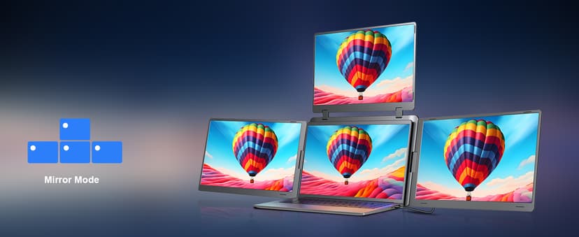 16" Triple Screen Portable Monitor for Laptop, FHD 1200P Laptop Screen Extender, 1 Cable for 3 Screens Quad Monitor, Extra Travel Computer Monitor for 12-18.5" Laptop, Fit for Win and Mac-S788 Pro