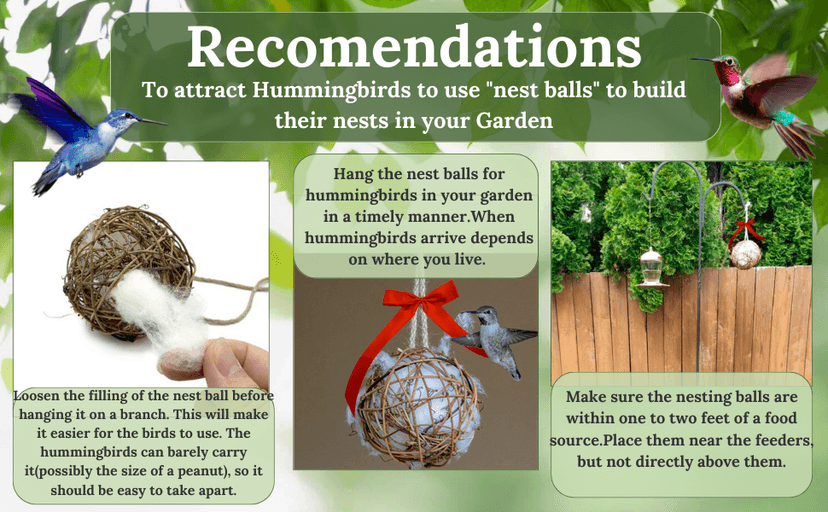 Hummingbird Nesters - Bird Nesting Material Holder for Wild Birds - Humming Bird House Materials Gifts for Bird Watching Nature Lovers - Refillable Outdoor Nesting Station to Build a Nest