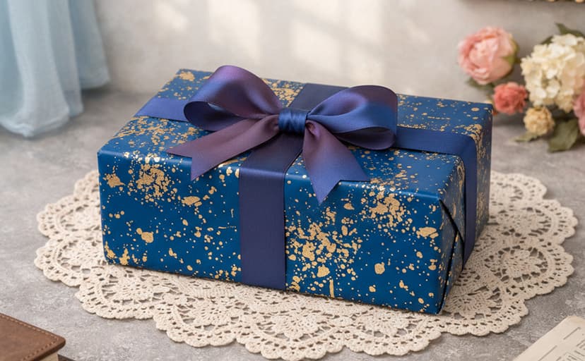 MAYPLUSS Navy Blue Wrapping Paper Roll, Reversible Gold gift Wrap with 3D Snowflake for Mens Boys Birthday Gift Wrap Graduation Fathers Day Anniversary Engagement 17 Inch x 16.5 Feet B0GHYHRJNY