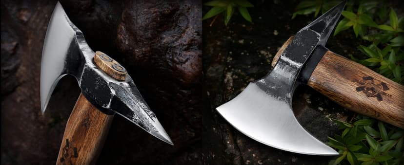 Grumpy Bear 15" Camping Hatchet, Survival Axe with Sheath, High Carbon Steel and Wood Handle, Anti-Slip Grip – Ideal for Bushcraft, Wood Splitting & Outdoor Adventures