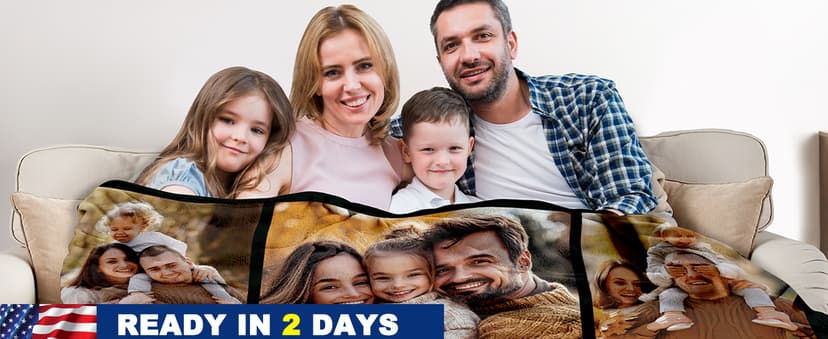 Yofair Ships Next Day, Custom Blanket with Picture Personalized Gifts for Mom Dad Customized Photo Blanket Family Christmas Birthday Gifts for Adult Husband Wife 40" W x 50" L