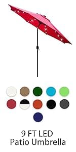 Sunnyglade 7.5' Patio Umbrella Outdoor Table Market Umbrella with Push Button Tilt/Crank, 6 Ribs (Tan)