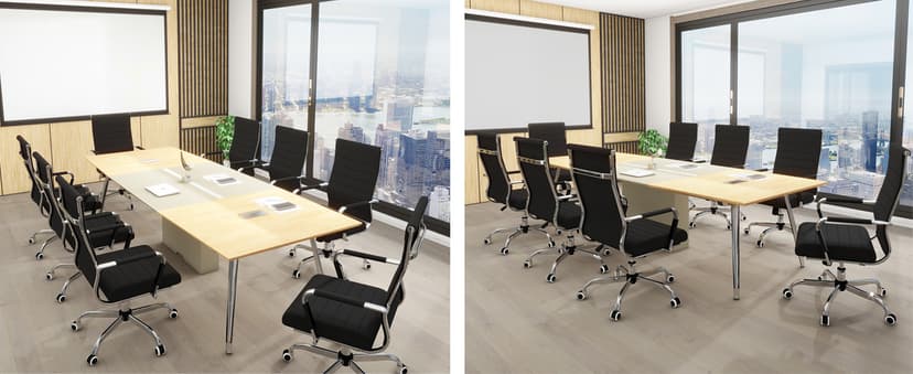 Home Office Chair Ribbed, Modern Leather Conference Room Chairs, Ergonomic Office Desk Chair, High Back Executive Computer Chair, Adjustable Swivel Chair with Arms (Black)