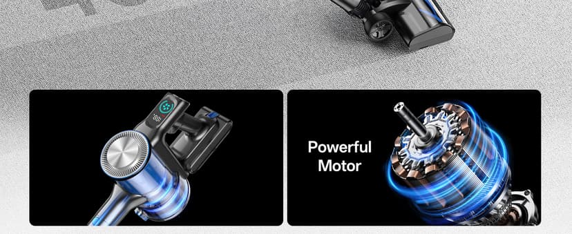 Cordless Vacuum Cleaner, 8-in-1 Cordless Stick Vacuum Cleaner with 3 Suction Modes, Up to 45mins Runtime, Rechargeable, Self-Standing, Wireless Vacuum Cleaners for Home Pet Hair Carpet Car Hard Floor