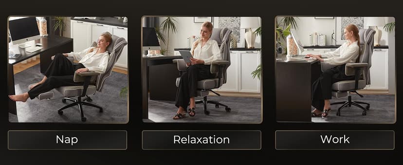 Dowinx Big and Tall Office Chair with Massage Lumbar Support,Executive Office Chair with Wide Thick Seat Cushion and Adjustable Armrest,Mesh Computer Gaming Chairs with Footrest,Grey