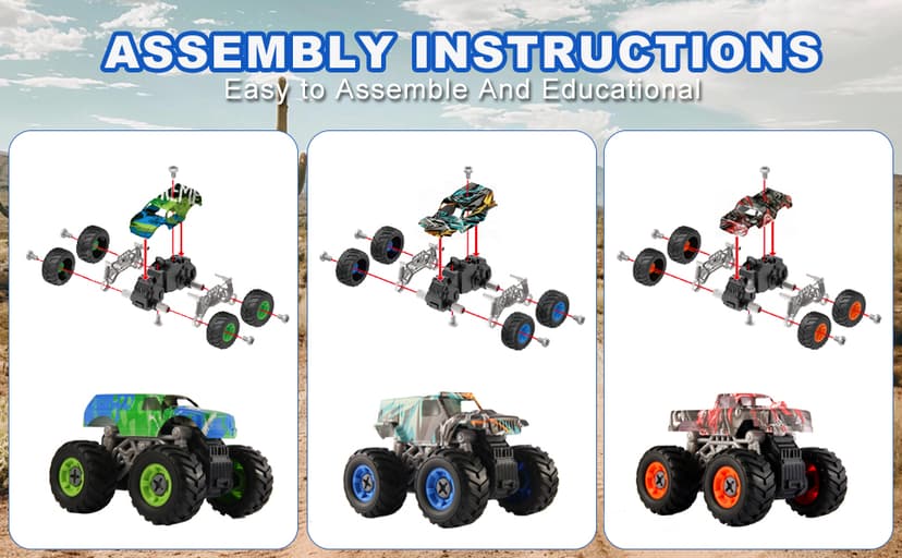 Take Apart Monster Truck Toys for Kids 3 4 5 6 7 8 Year Old Boys, STEM Educational Building Toys with Electric Drill & Storage Box Gift Birthday Christmas for Boys Girls Kids Toddlers B0FKT2MJ2W