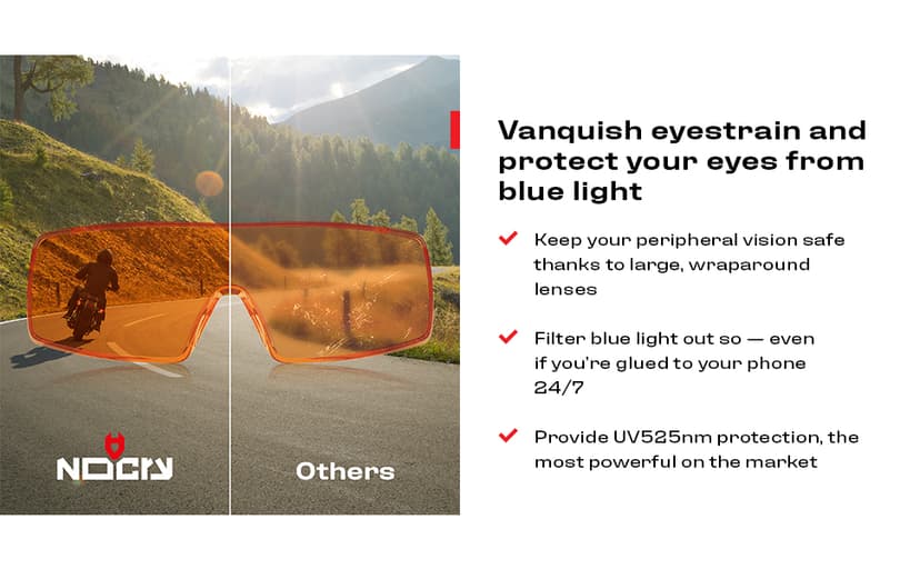 NoCry Blue Light Blocking Safety Glasses Over Eyeglasses with 100% UV Protection — UV Light Protection with Anti-Fog & Anti-Scratch Lenses; ANSI Z87.1 Certified — Adjustable Temples with Anti-Slip Tip