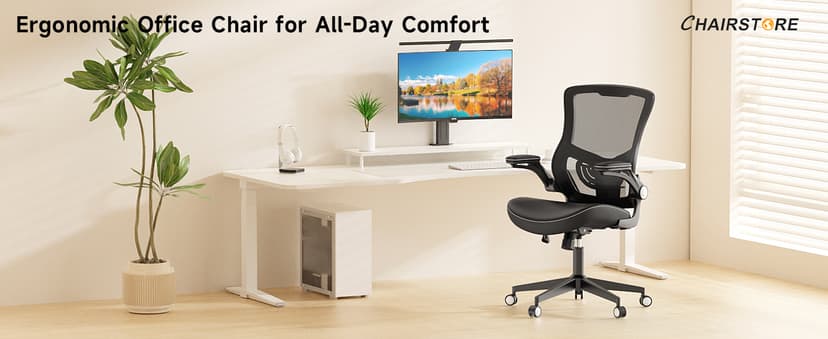Office Chair Ergonomic Desk Chair 350lbs Comfy Mesh Computer Chair with Adjustable Lumbar Support Flip-up Armrests, Executive Rolling Swivel Comfy Task Chair for Home Office
