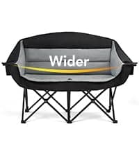 Oversized Camping Chairs for Adults - Heavy Duty Padded Outdoor Folding Lawn XL Camp Chair with Cup Holder Cooler Pockets for Outside Sports Beach Fishing Garden Portable Supports 500lbs, Black