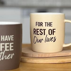 Engagement Wedding Gifts for Couple, Bride & Groom, Newlywed, Bridal Shower, His and Hers, Mr and Mrs, Christmas, Valentine's Triple Gifffted Lets Have Coffee Together Mug Set For Couples, 13oz Ceramic B0DP5GFK31