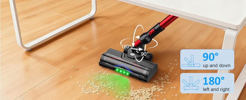 Cordless Vacuum Cleaner, 500W 45Kpa 60Mins Stick Vacuum Cleaner for Home, Self-Standing Vacuum with 1.5L Dust Cup and HEPA Filter, Anti-Tangle Brush for Hardwood Floors, Carpets, and Pet Hair