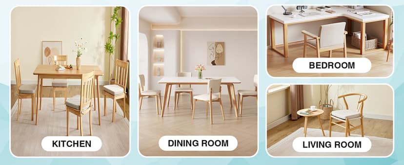 IASEAHK Chair Cushions for Dining Chairs Set of 4, Non Slip Kitchen Chair Pads, 17" x 16" x 2", Indoor Dining Chair Cushions with Ties, D-Shaped Seat Cushions for Kitchen Chairs, Beige