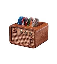CoolGift Mart Guitar Pick Holder, Walnut Wood Amp Styled Guitar Pick Case for Picks Storage and Display, Guitar Gifts Accessories for Men Guitarists Guitar Players Music Lovers B0DPKMHK5J