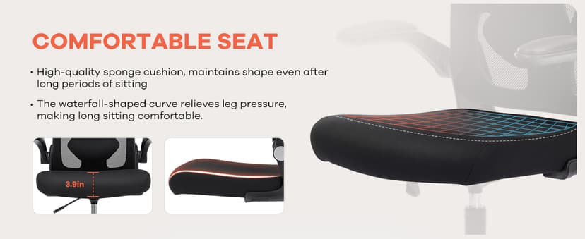 Drafting Chair, Tall Office Chair for Standing Desk, Mesh High Desk Chair with Flip-Up Armrests, Ergonomic Office Chair with Lumbar Support, Adjustable Footrest Ring Studio Chair, Black