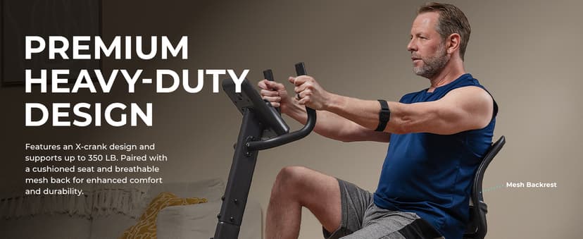 Sunny Health & Fitness Smart Heavy-Duty Recumbent Bike w/Wide Cushioned Seat & Back, Indoor Cycling Machine for Adult/Seniors Home Exercise, Free SunnyFit App Connect, Optional Workout Training Bands