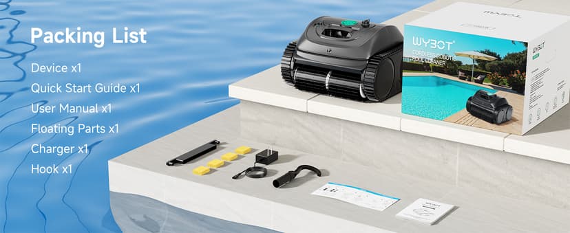 (2026 Upgrade) WYBOT C1 Cordless Robotic Pool Vacuum for Inground Pools, Above Ground Pool Cleaner 4-in-1 Wall & Waterline Cleaning Up to 1,614sq.ft, 150mins Smart Navigation, App Support