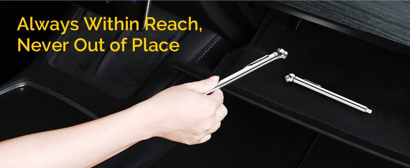 Pencil Tire Pressure Gauge 2 Pack with Valve Caps, Stainless Steel Body Tire Gauges for Tire Pressure with Deflator Valve, Metal Nozzle Tire Gauge for Cars, Pickups, RVs, Bicycles