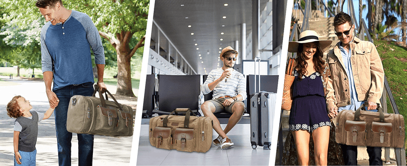 Wildroad Waxed Canvas Duffle Bag - 50L Waterproof Weekender Overnight Travel Bag