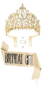Casoty 60th Birthday Sash and Tiara for Women, 60th Birthday Decorations Women, Rose Gold 60th Crown and "60 & Fabulous" Sash Set, 60 Birthday Decorations for Women, 60th Birthday Gifts for Women
