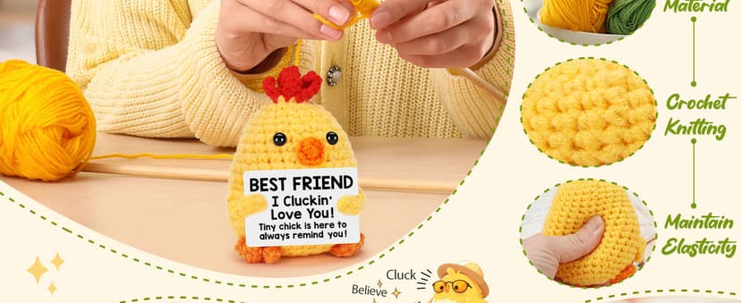 Best Friend Birthday Gifts for Women Friends Graduation Gift Bestie BFF Birthday Gifts I Love You Bestie BFF Friendship Gift Christmas Mothers Day Funny Handmade Crochet Animals Chicken