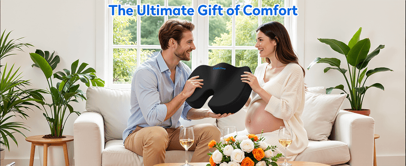 CushZone Seat Cushion - Memory Foam Office Chair Cushion for Sciatica, Tailbone & Back Pain Relief - Orthopedic Coccyx Pillow for Car, Airplane, Pregnancy & Long Sitting at Work, Black