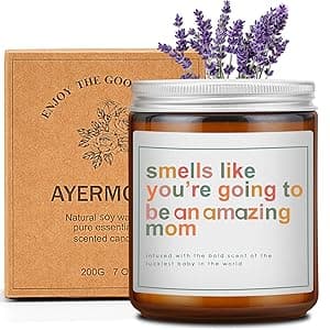 Mothers Day Gifts for Mom,New Mom Gifts,Gift for New Moms,Mothers Gift After Birth-7 OZ Lavender Soy Wax Candle