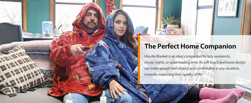 Catalonia Oversized Blanket Hoodie Sweatshirt, Wearable Sherpa Lounging Pullover for Adults Women Men