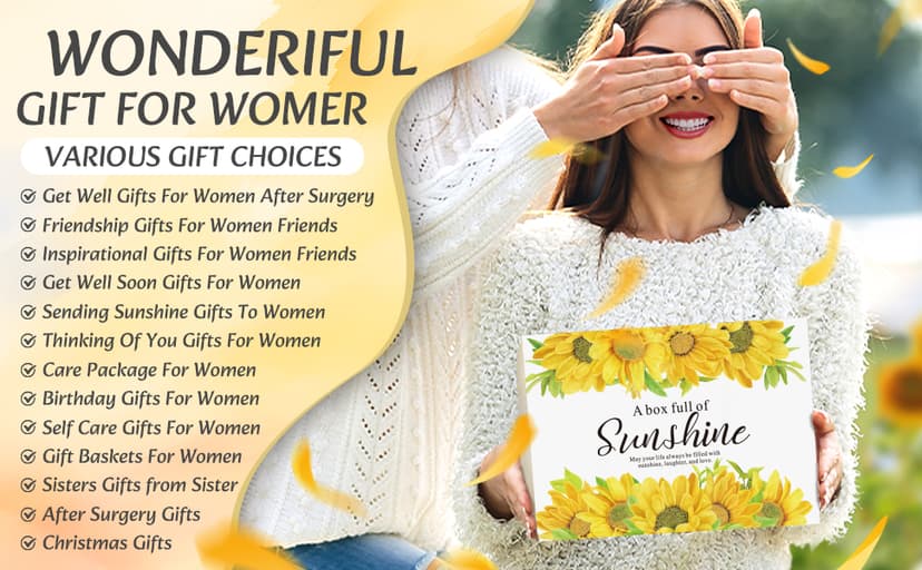 Birthday Gifts for Women, Sunflower Self-Care Package, Sending Sunshine Get Well Gifts for Women, Her, Sister, Mom, Best Friends, Unique Relaxation Spa Basket Perfect for Valentine's Mother's Day