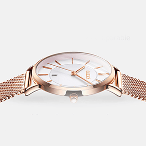 OLEVS Women's Watch Luxury Dress Rose Gold Women Slim Thin Lightweight Watch Stainless Steel Mesh Watches Fashion Waterproof Ladies Wrist Watch Black White Blue Face,Adjustable Bracelet