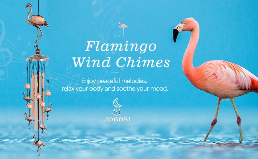 JOBOSI Flamingo Wind Chimes, Gifts for Mom Women Grandma Friends Mother, Flamingo Room Garden Decor Patio Decorations, with S Hook Flamingo Gifts B0968DSJW7