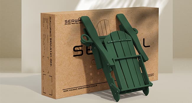 SERWALL Adirondack Chair with Cup Holders - Composite Adirondack Chairs Set of 4 HDPE Outdoor Chairs All Weather Use- Green