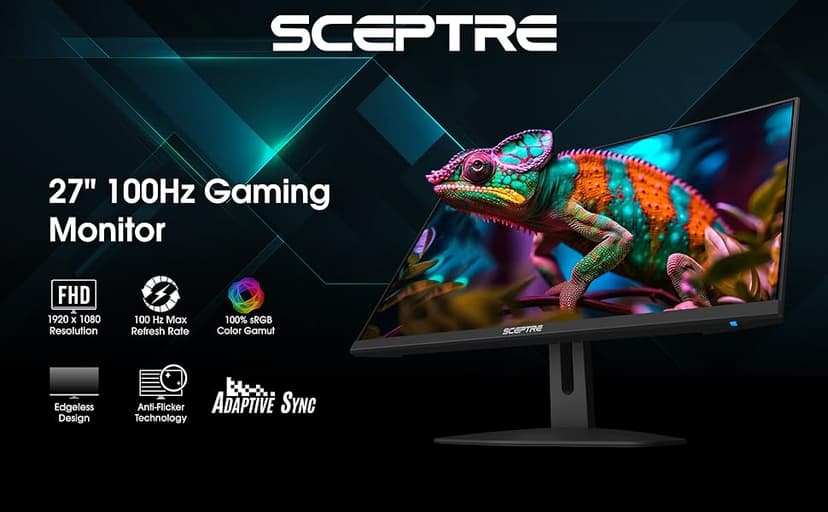 New! Sceptre 27-inch Gaming Monitor 100Hz 1ms DisplayPort HDMI x2 100% sRGB AMD FreeSync Build-in Speakers, Eye Care Frameless Machine Black 2025 (E275W-FW100T Series)