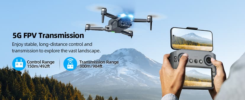 GPS Drone with Camera for Adults, 2K FPV Drone with 4.5" Screen Remote Controller, Brushless Motor, Auto Return, Follow Me, Tap Fly & Circle Fly, Long Flight Time Foldable Quadcopter for Beginners